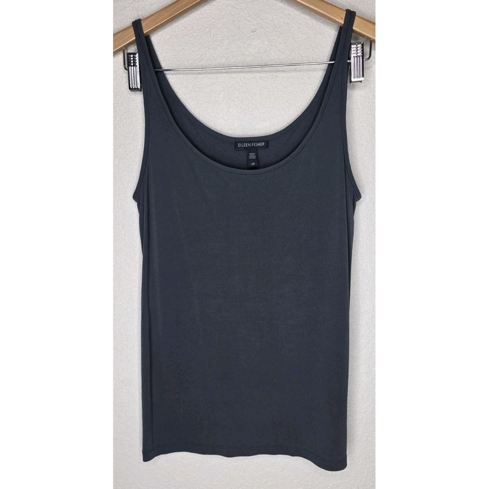 New Eileen Fisher 100% Silk Tank Top Gray Sleeveless Career Business Women S